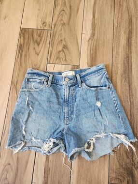 Abercrombie & Fitch Light Blue Distressed Denim Cutoff Curve Love Shorts